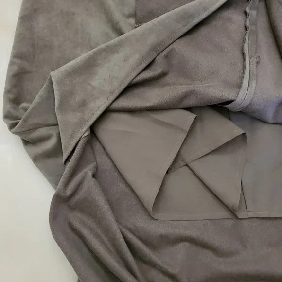 BCBGMAXAZRIA Trar Faux-Suede V-Neck Sleeveless Asymmetrical Women's Dress - Picture 11 of 12